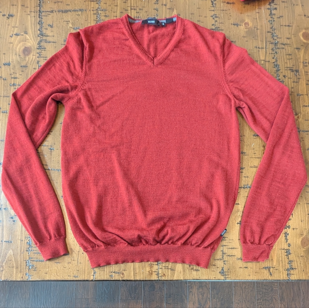 BOSS M slim Merino wool Red Sweater